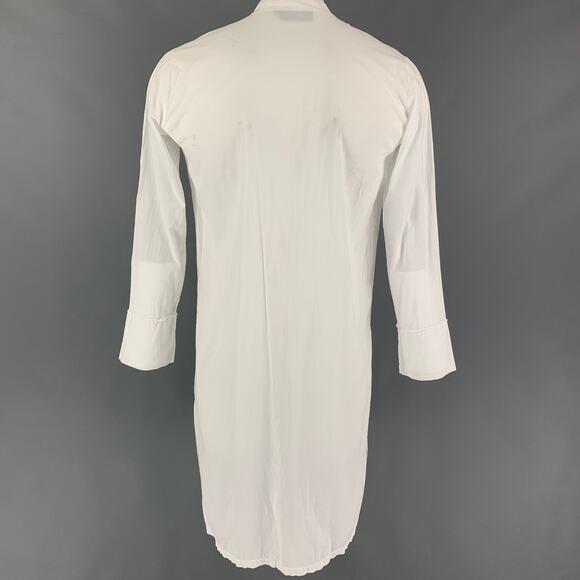 LA HAINE Size L White Cotton Nehru Collar Long Sleeve Shirt - Picture 3 of 5